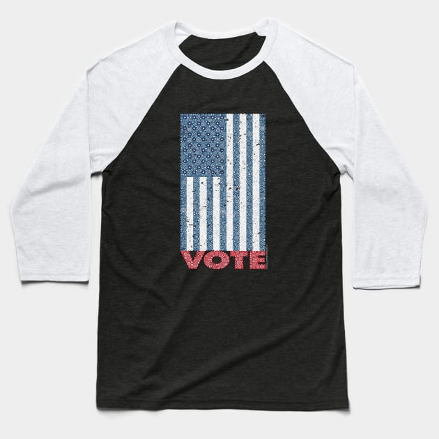 Blue American Flag With Red Vote Circle Design Baseball T-Shirt by pbdotman